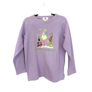 The Quacker Factory Purple Snowman Sweatshirt Size Small Winter Holiday Memories